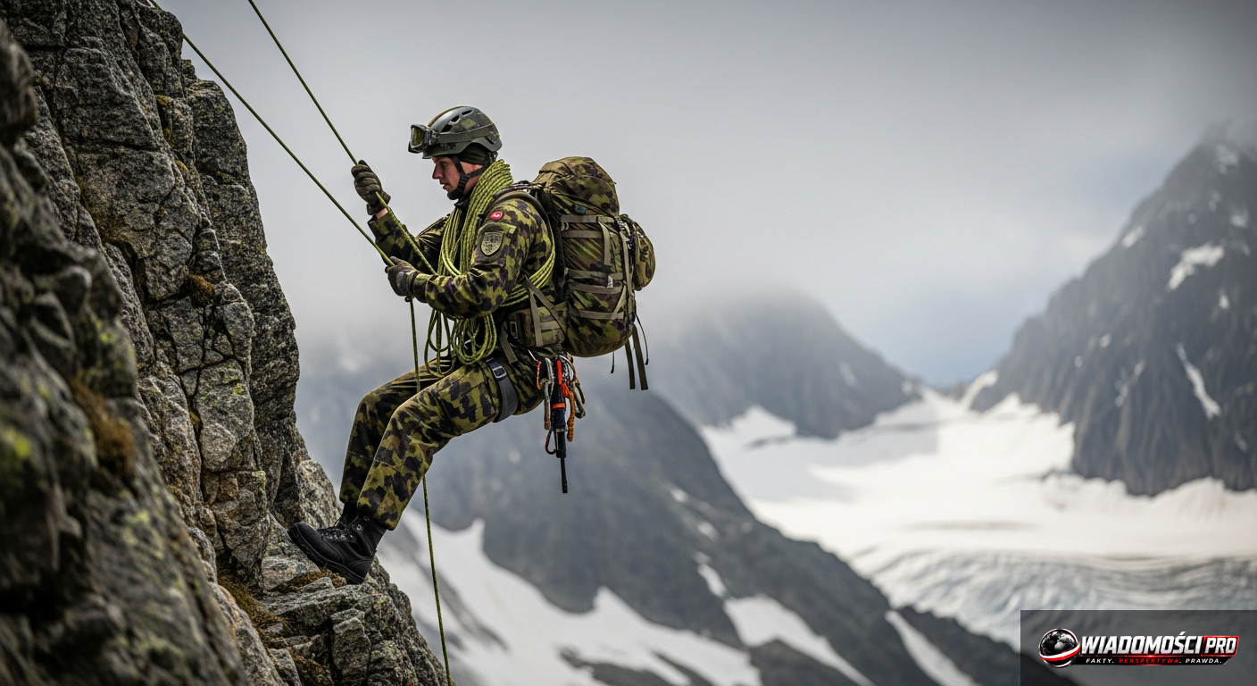 Swiss soldier during exercises in the Alps