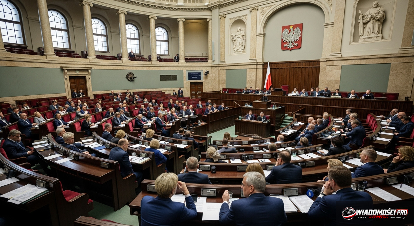 Здание Сейма РП во время бюджетных дебатов.