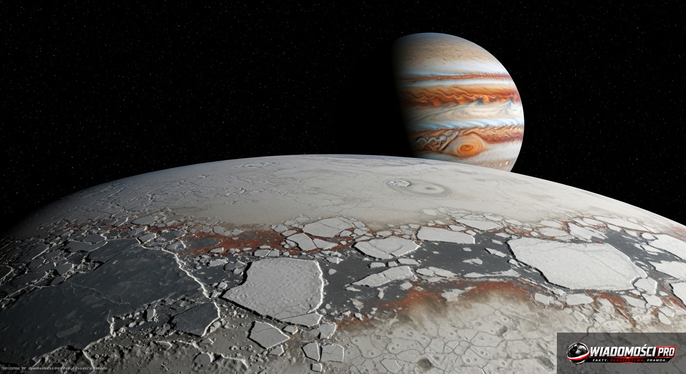 Visualization of Europa – Jupiter's moon with an icy crust.