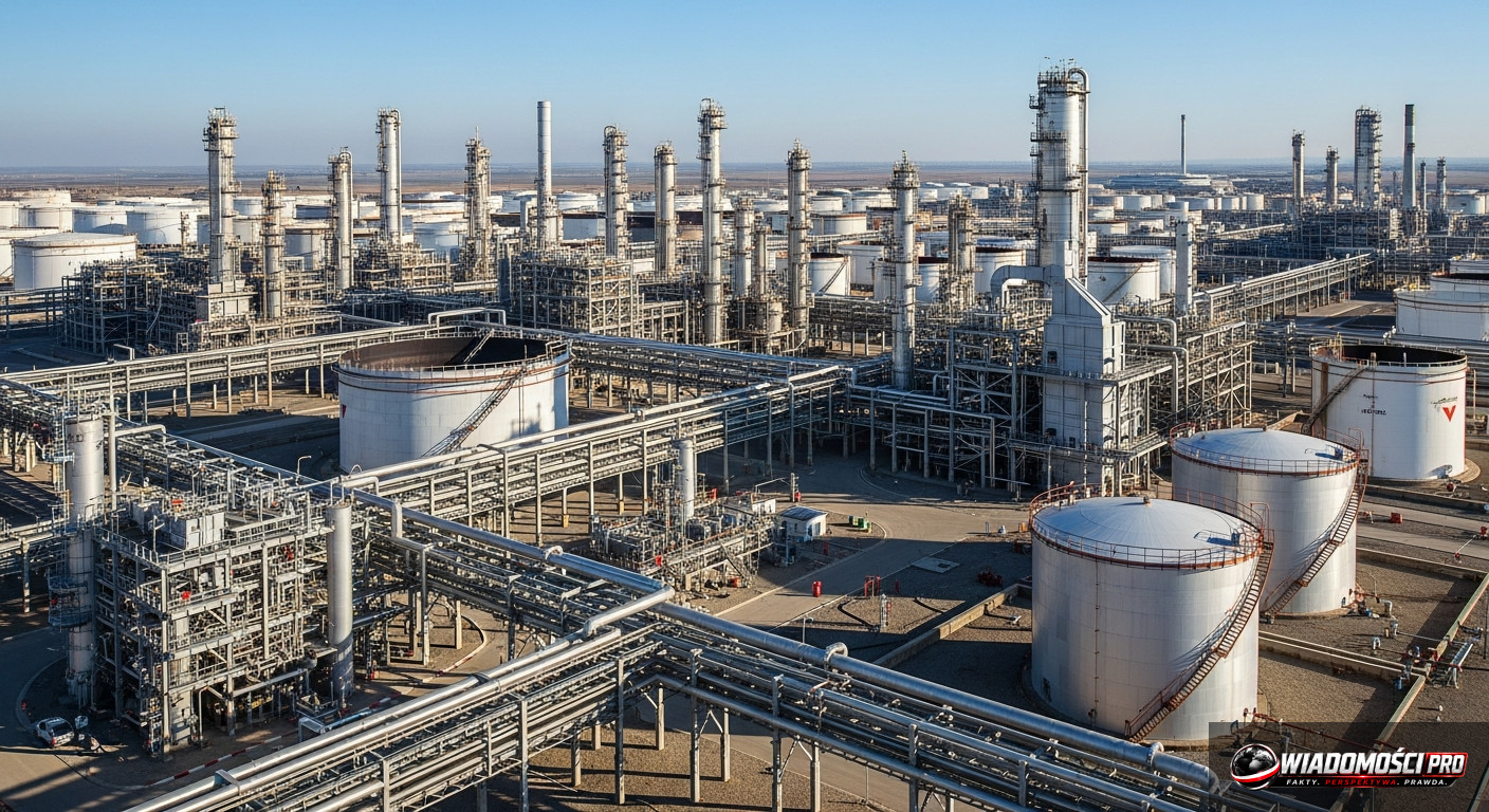 Orlen refinery from a bird's eye view, view of the transmission infrastructure.