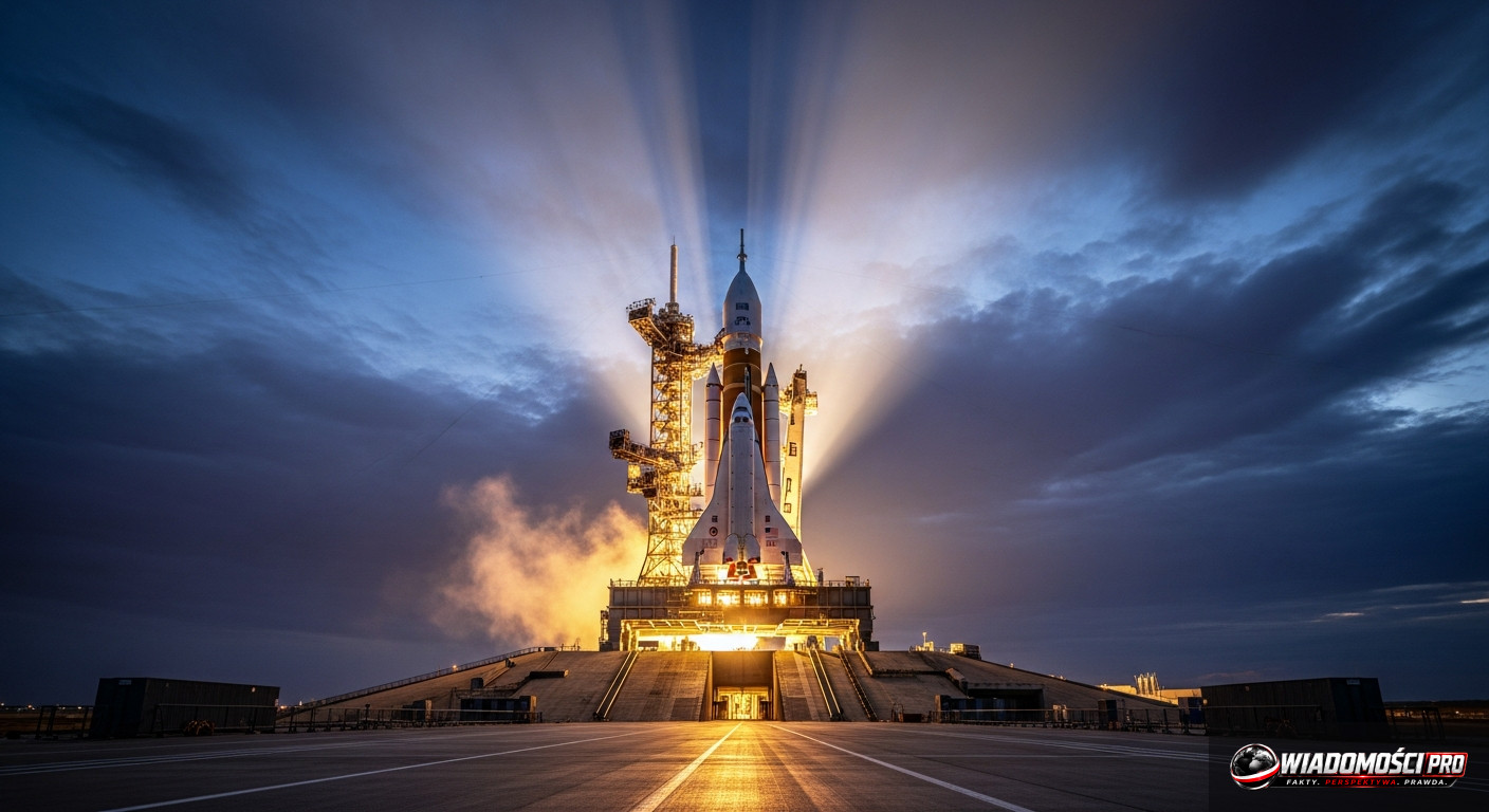 Launch vehicle with the Europa Clipper probe during launch preparations.