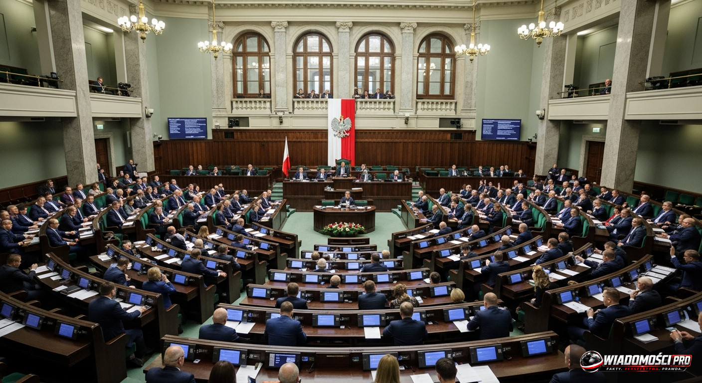 The Sejm plenary hall during the vote on the discharge.