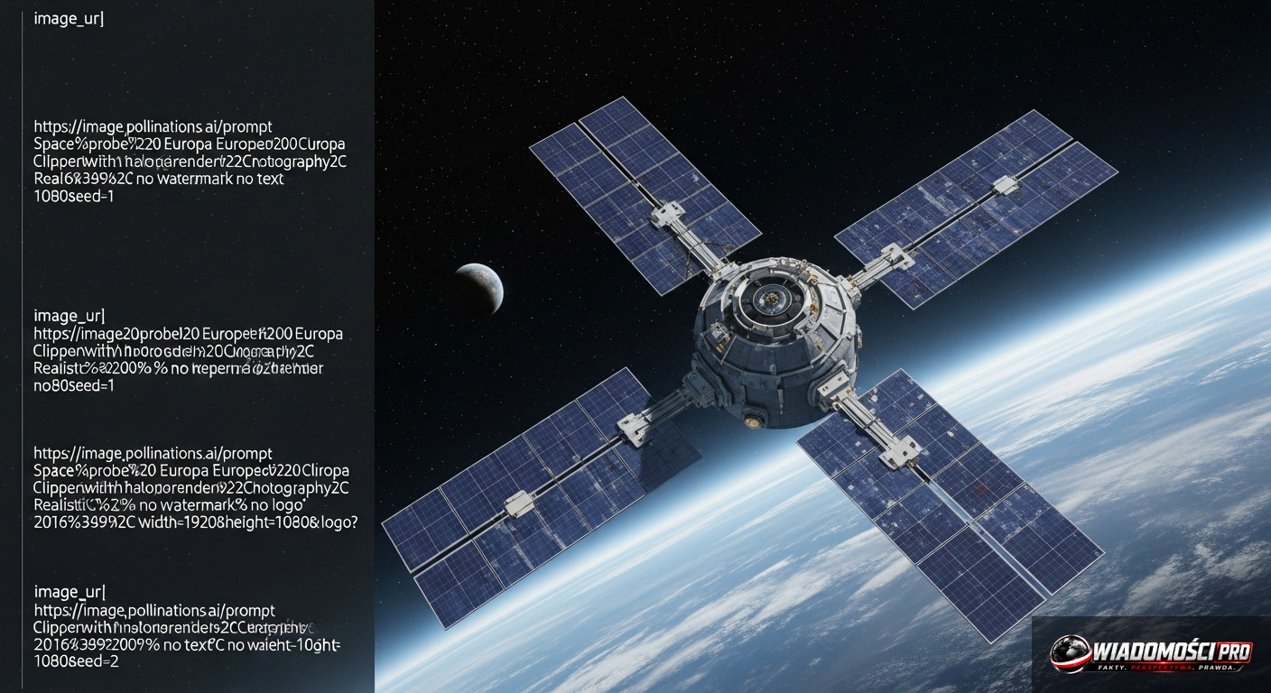 Візуалізація зонда Europa Clipper з розгорнутими сонячними панелями.