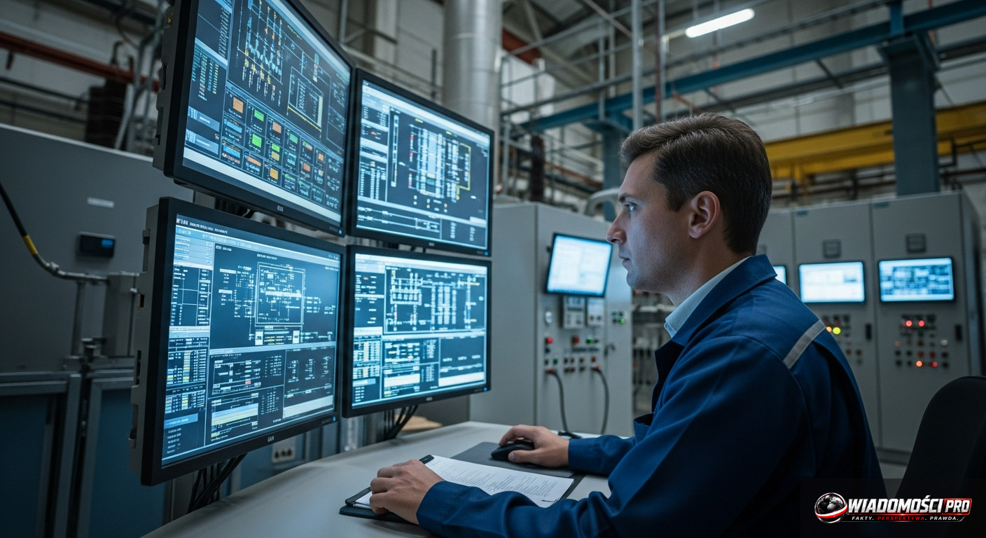 Inżynier sprawdzający wydajność energetyczną infrastruktury.