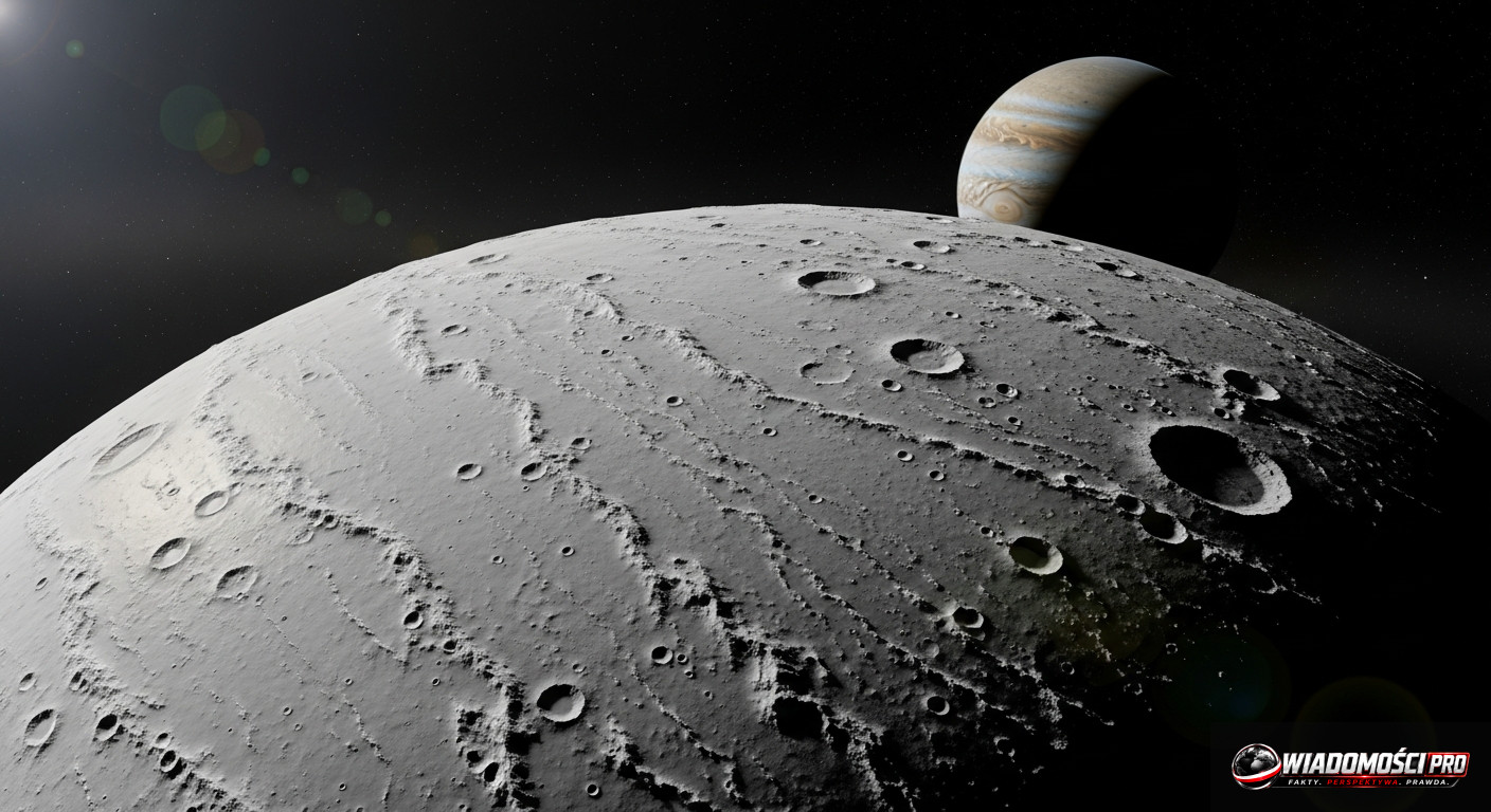 Visualization of the moon Europa with an icy surface.