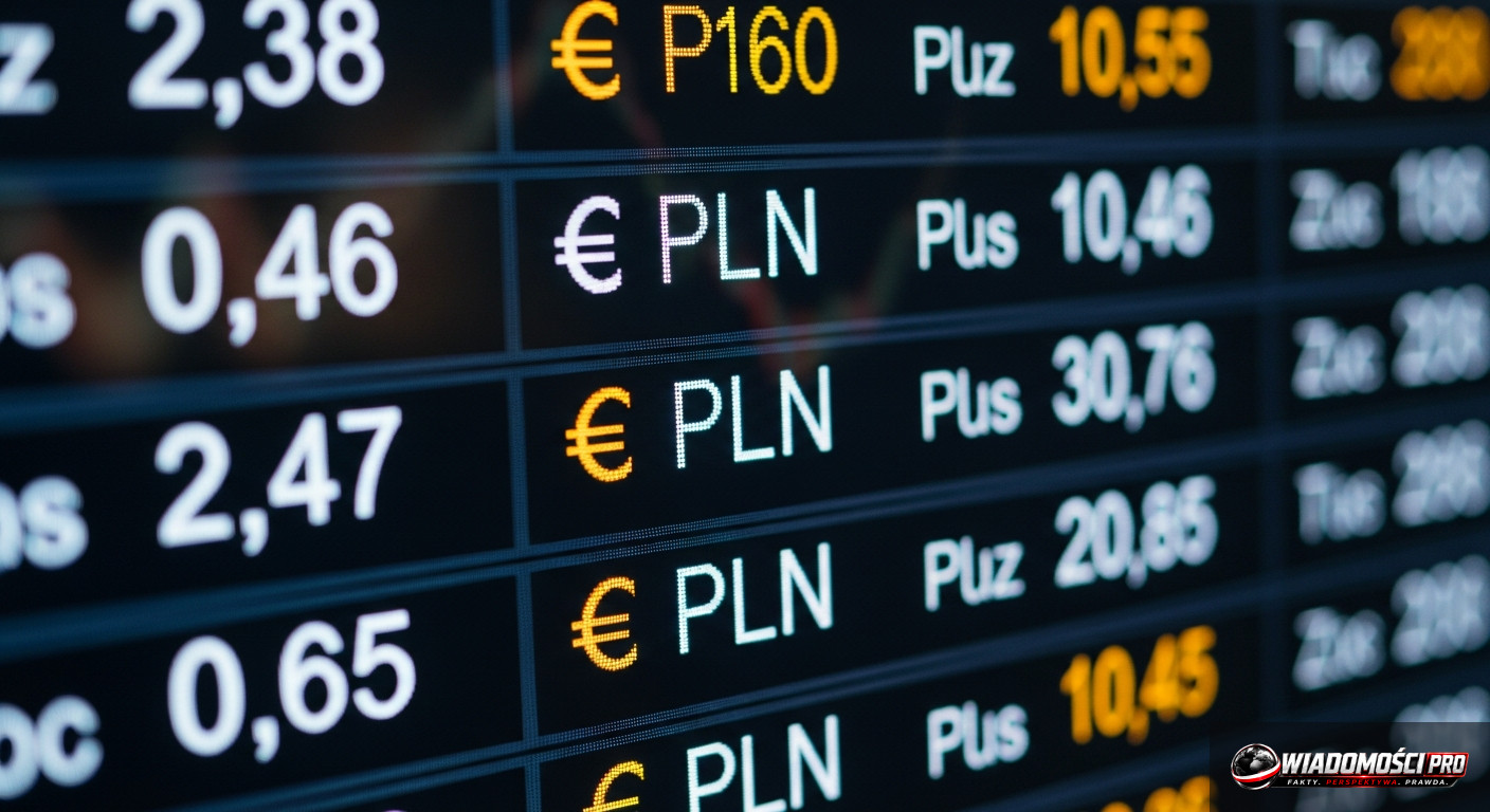 Currency exchange rate board in a currency exchange office.
