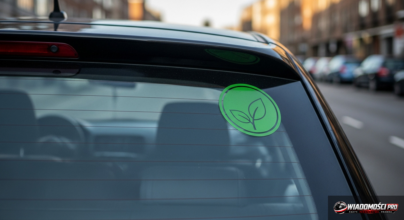 Marking the vehicle with the green leaf symbol, required during the probationary period.