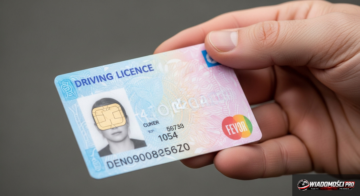 Driver's license document in the hands of a driver.