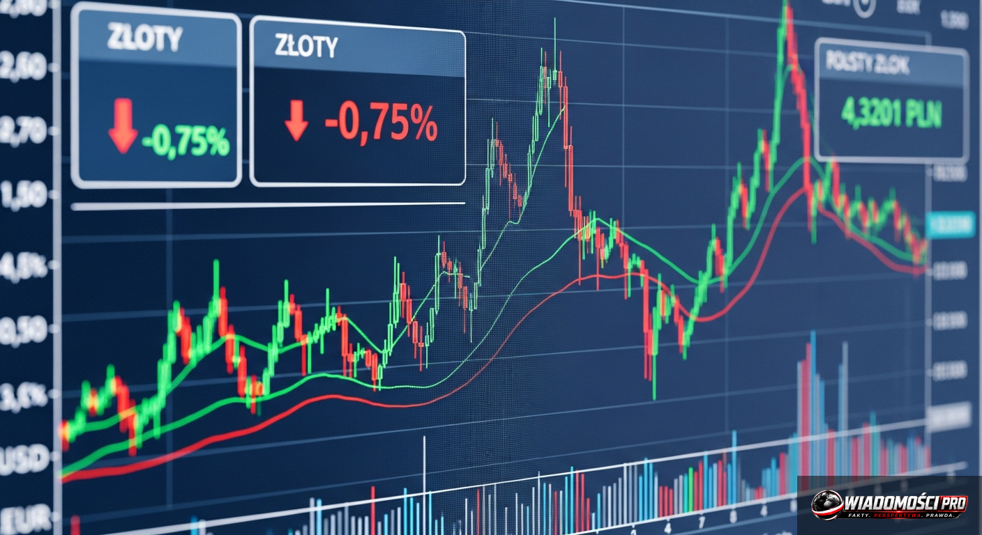 Биржевые графики, отображающие курс злотого по отношению к доллару.