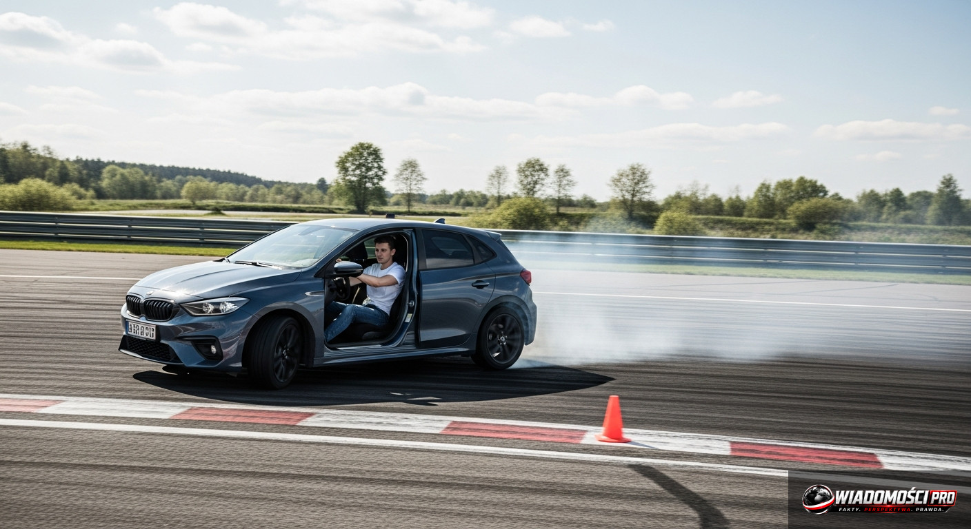 A young driver during training at a Driving Technique Improvement Center.