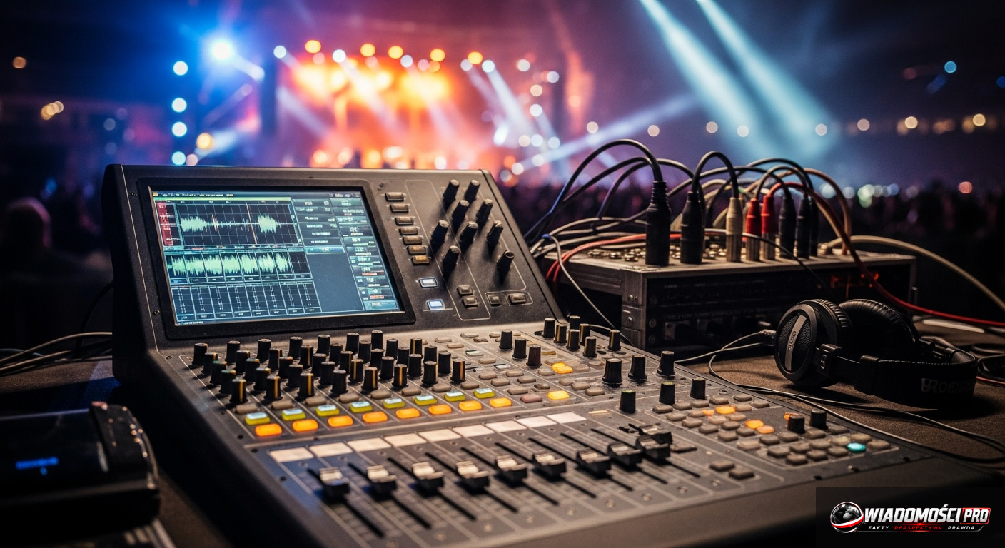 Technical side of a stadium concert production.
