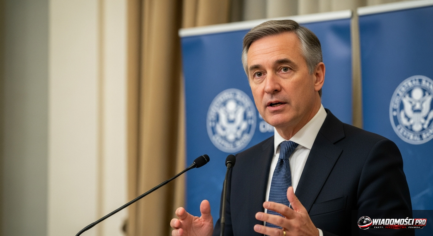 NBP Governor Adam Glapiński during a press conference on monetary policy.