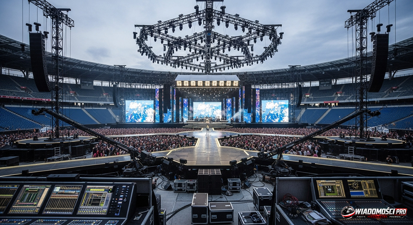 Concert stage with visible advanced technical construction.