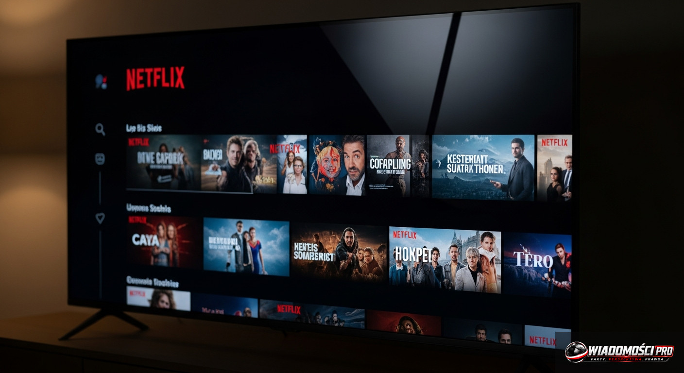 Ekran telewizora wyświetlający platformę Netflix.