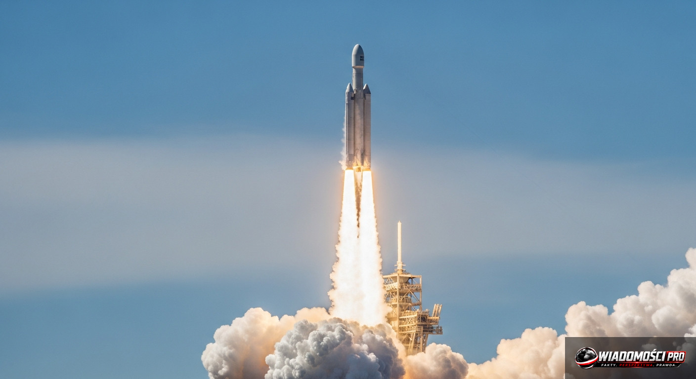 Falcon Heavy rocket during launch from Cape Canaveral.