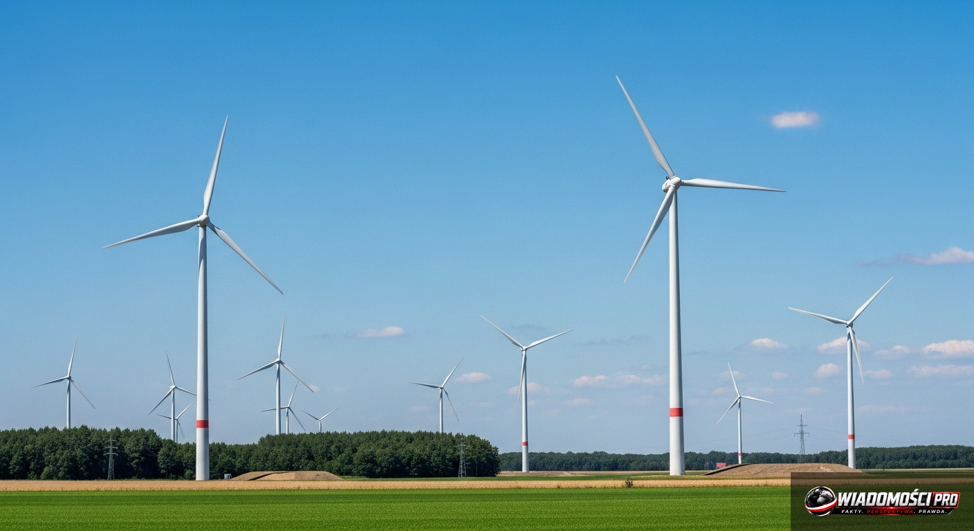 Farmy wiatrowe w Polsce podczas przymusowego przestoju w sierpniu 2026 roku.